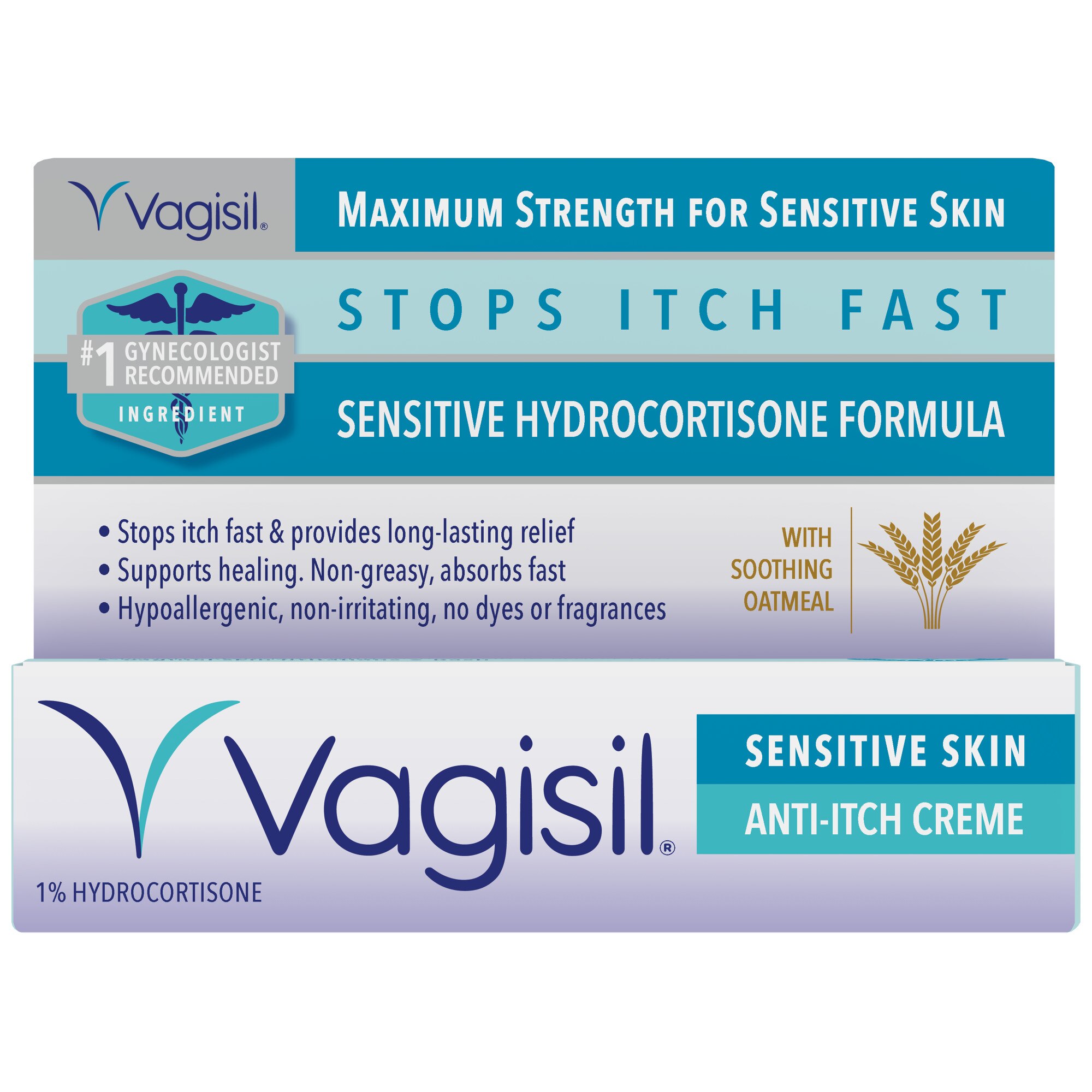 Vagisil Maximum Strength Anti-Itch Vaginal Creme, Sensitive Skin Formula, 1 OZ image.