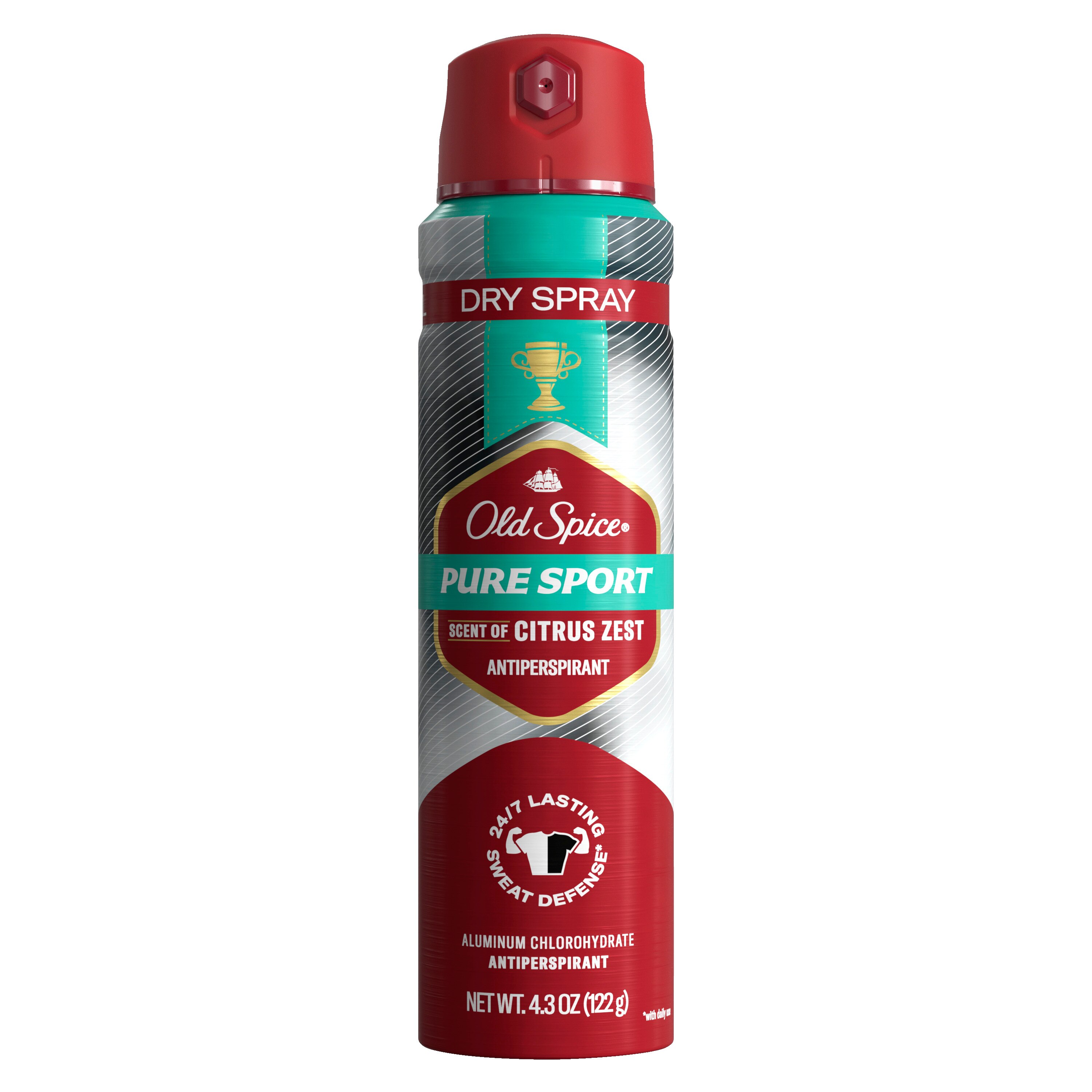 Old Spice 48-Hour Pure Sport Antiperspirant Dry Spray, Citrus Zest, 4.3 OZ