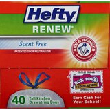 Hefty Renew 13 Gallon Tall Kitchen Drawstring Bags, Scent Free, 40 ct, thumbnail image 3 of 4