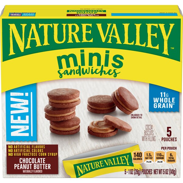 Nature Valley Minis Chocolate Peanut Butter Sandwiches, 5 CT