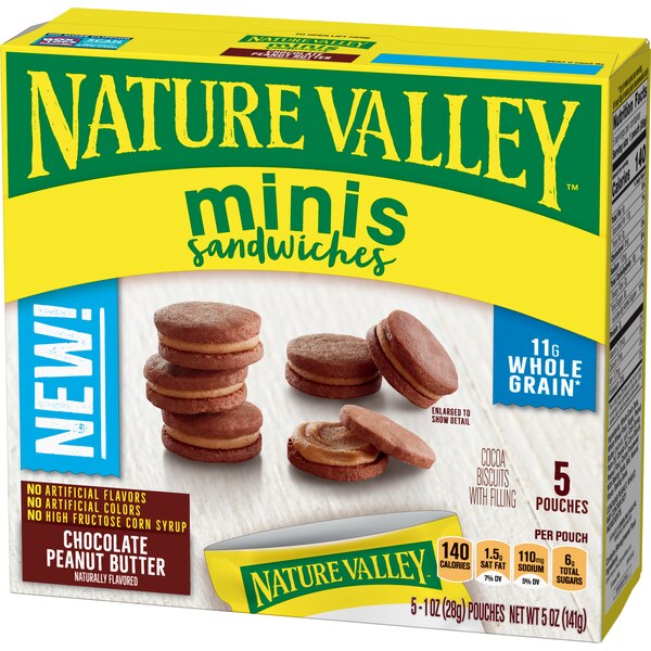 Nature Valley Minis Chocolate Peanut Butter Sandwiches, 5 CT