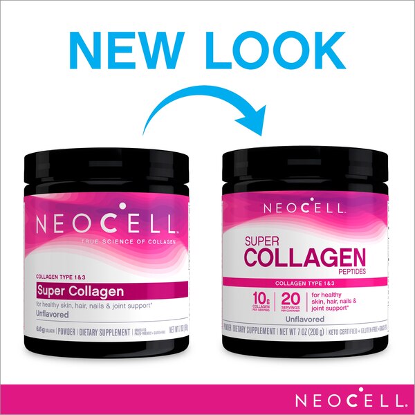 NeoCell Super Collagen Peptides, Collagen Type 1 & 3, Unflavored, 7 OZ