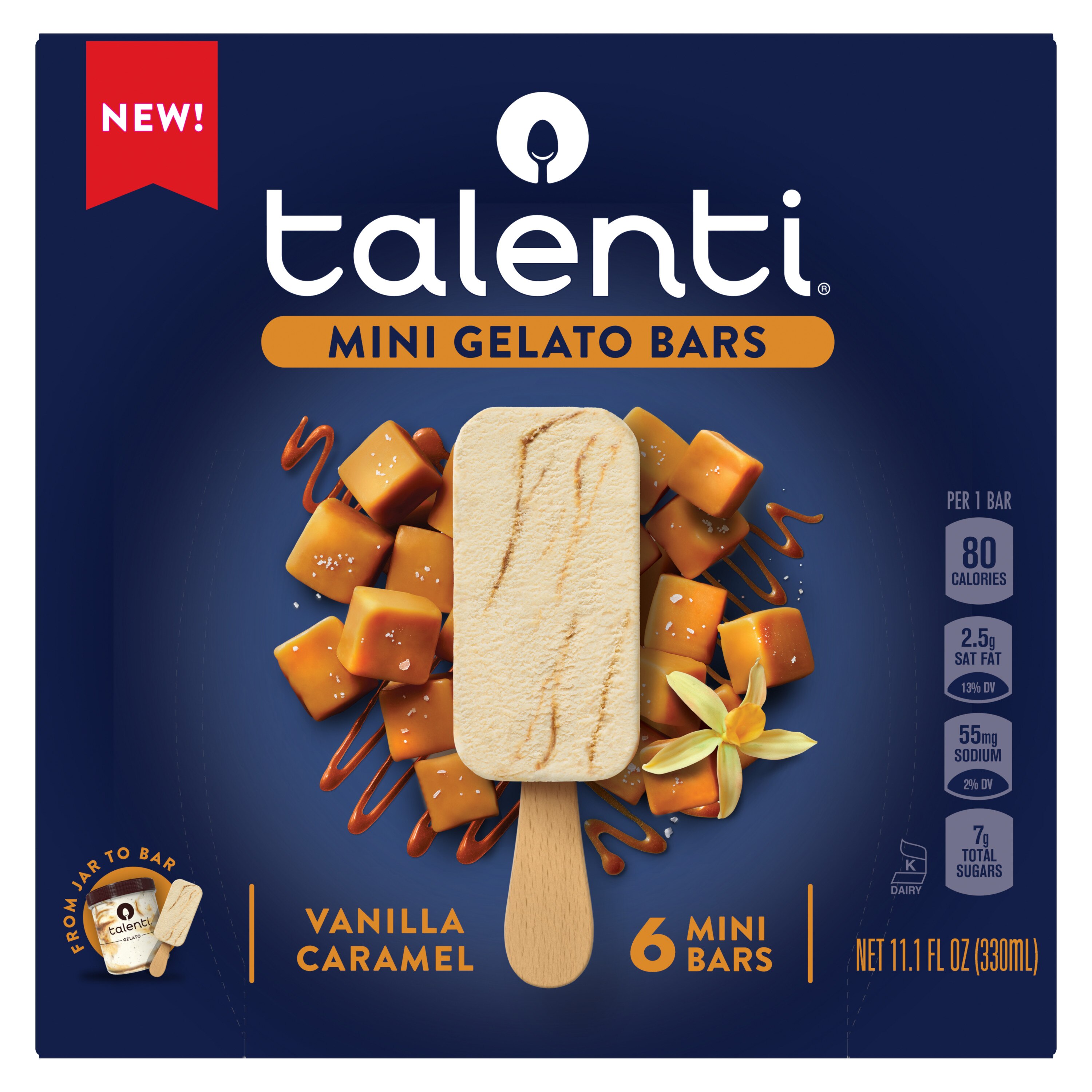 Talenti Vanilla Caramel Mini Gelato Dessert, 6 CT image.
