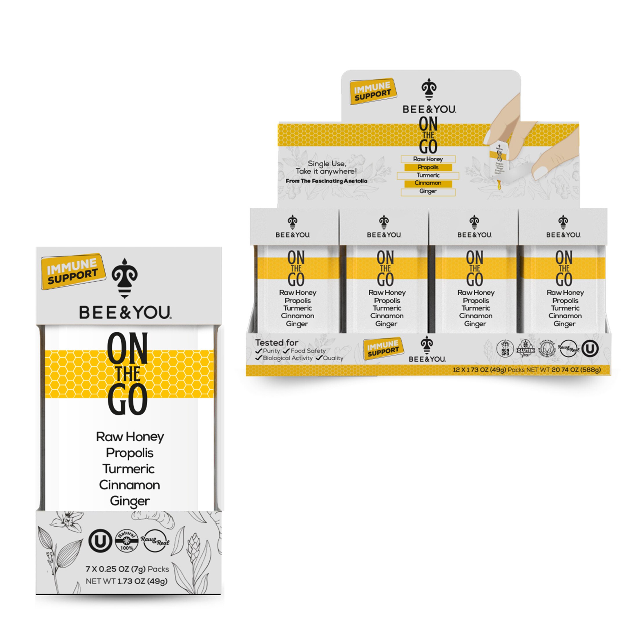 BEE&YOU On the Go Immune Suport Honey, .25 Oz Packs, 84 CT image.