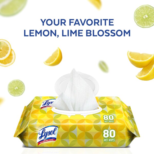 Lysol Disinfecting Wipes, Lemon & Lime Blossom, 80 CT