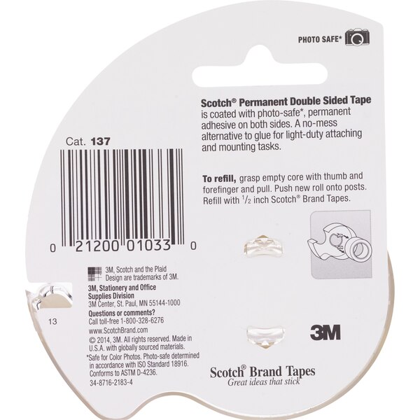 Scotch Double Sided Tape 1/2 Inch