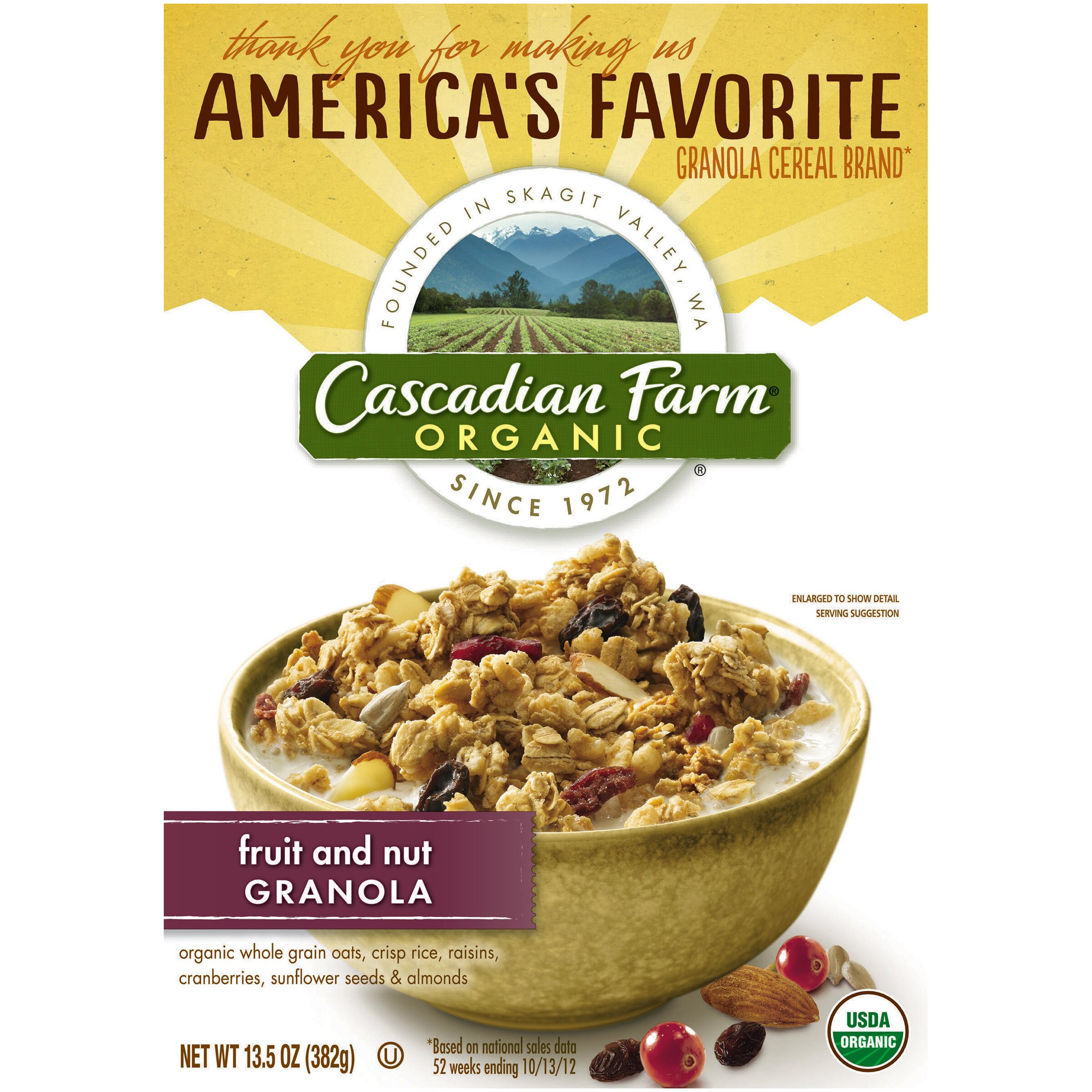 Cascadian Farm Organic Fruit and Nut Granola, 13.5 oz image.
