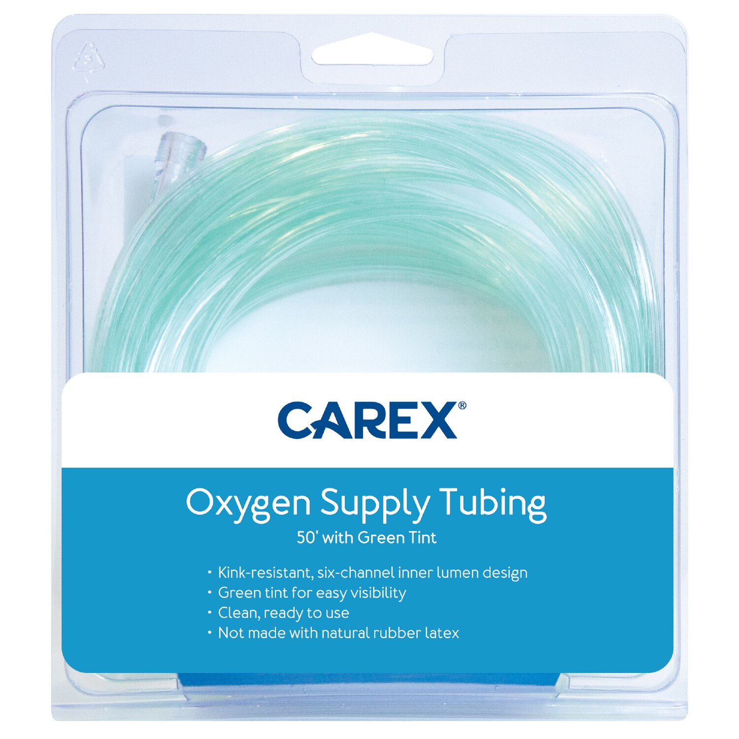 Carex Oxygen Supply Tubing With Green Tint, 50 Feet image.