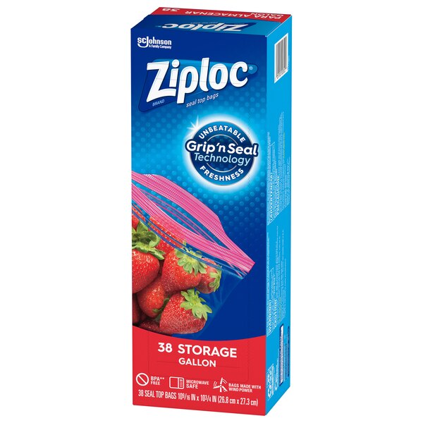 Ziploc Brand Storage Gallon Bags, Large Storage Bags for Food, 38 ct
