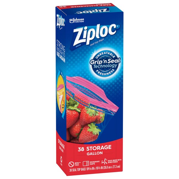 Ziploc Brand Storage Gallon Bags, Large Storage Bags for Food, 38 ct