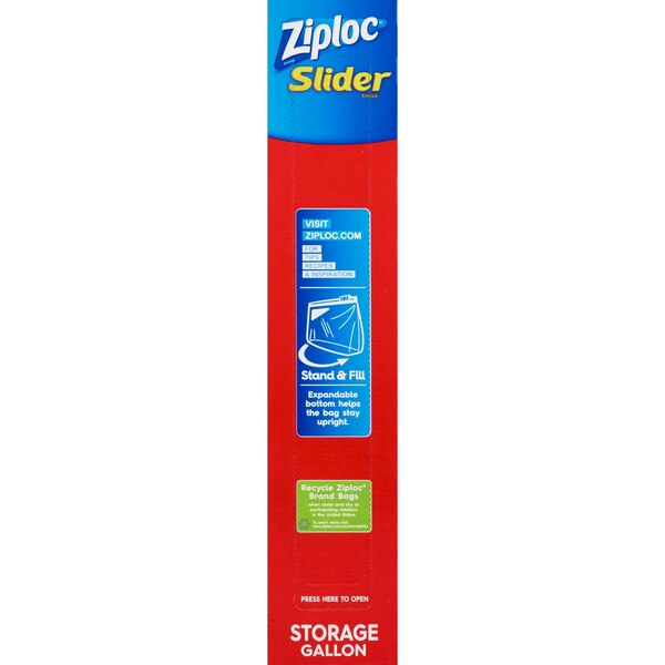 Ziploc Slider Easy Zip One Gallon Storage Bags, 15 ct
