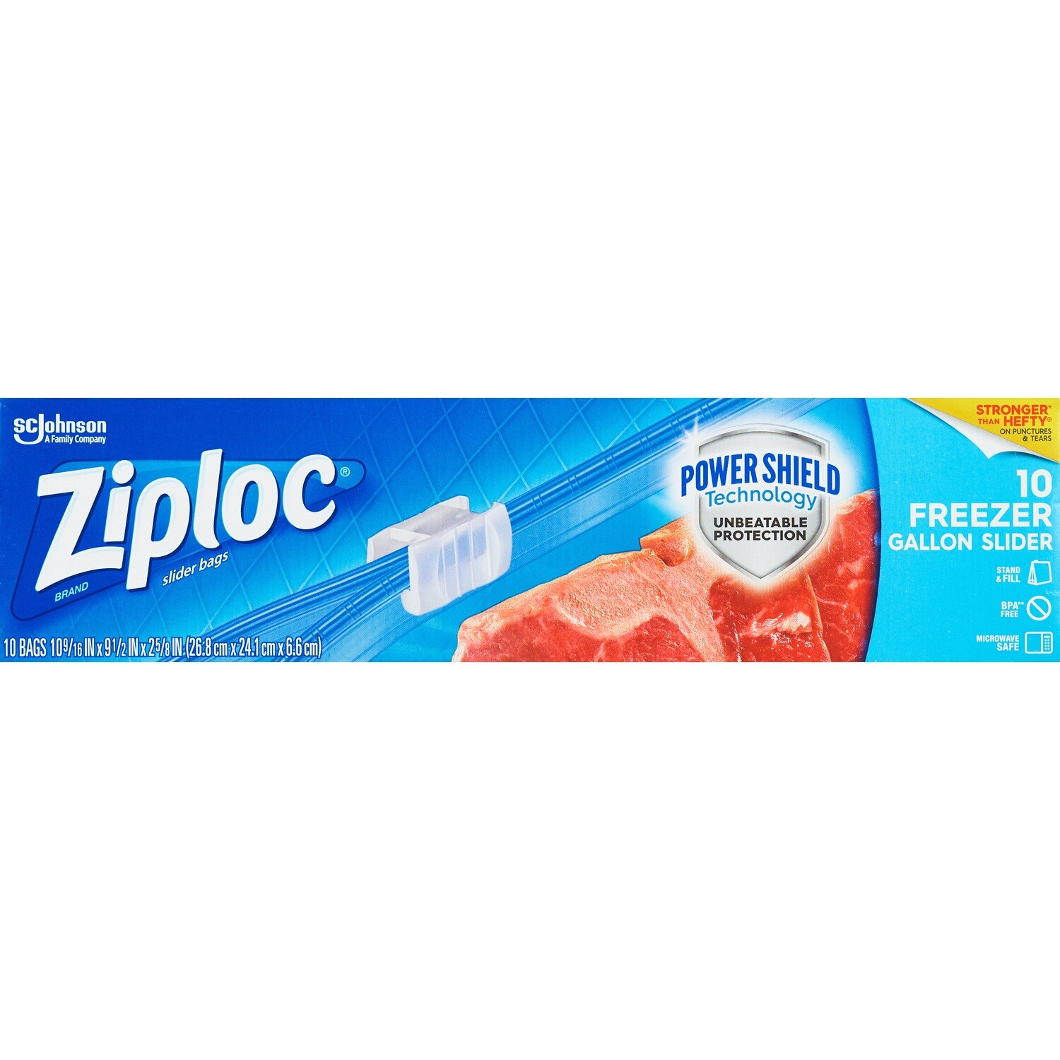 Ziploc Slider Easy Zip One Gallon Freezer Bags, 10 ct