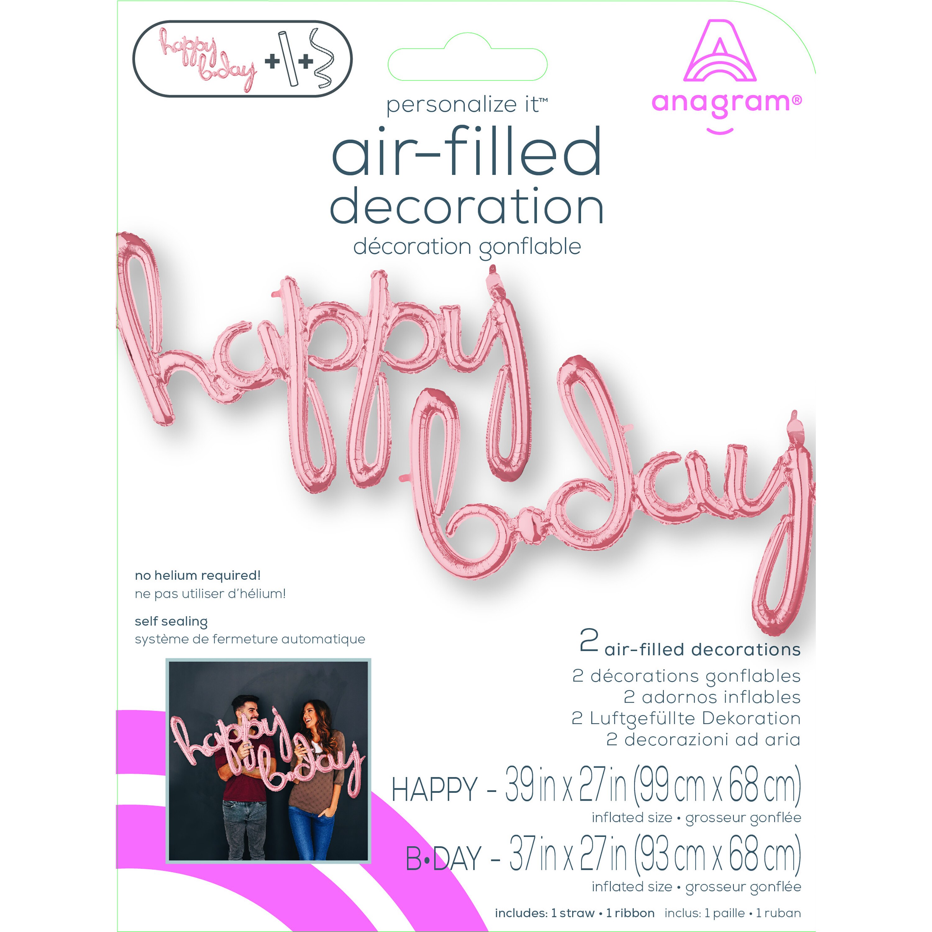 Anagram Air Balloon Happy Birthday, Rose Gold image.