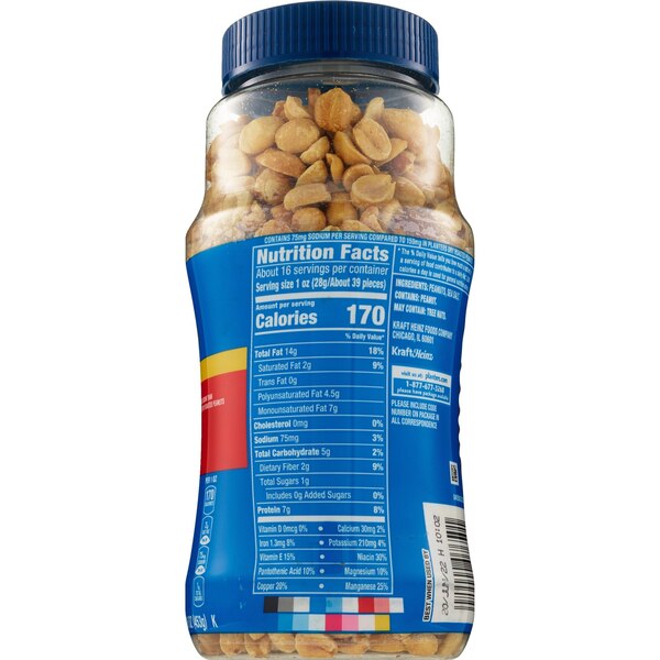 Planters Dry Roasted Peanuts, Lightly Salted, 16 oz