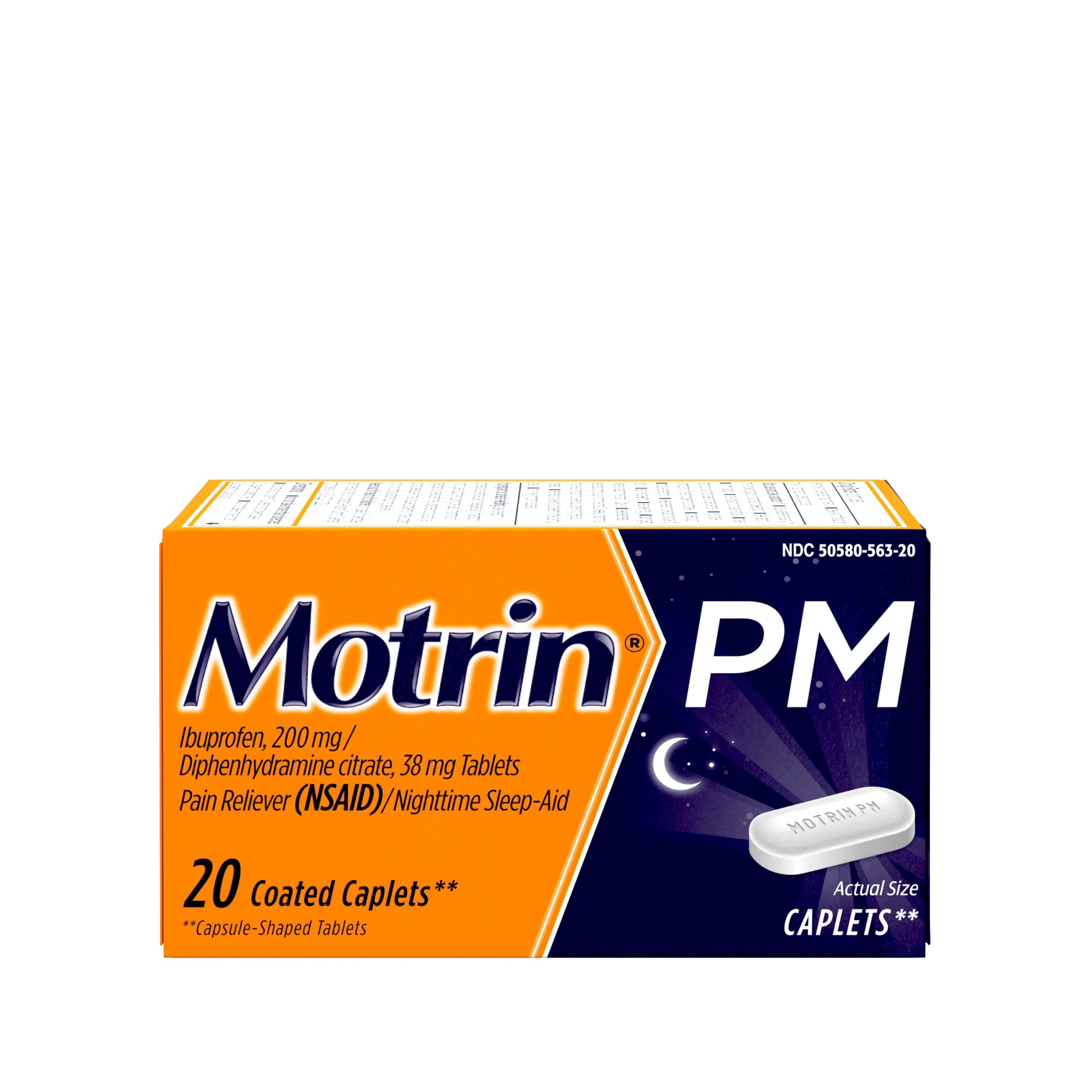 Motrin PM Pain Reliever/Nighttime Sleep-Aid Coated Caplets image.
