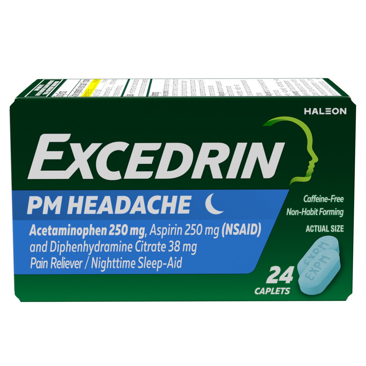 Excedrin PM Headache Pain Reliever/Nighttime Sleep-Aid Caplets image.