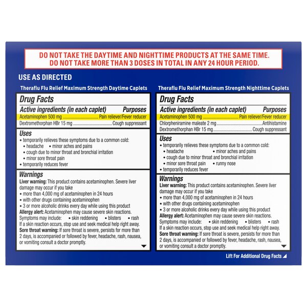Theraflu Flu Relief Max Strength Daytime and Nighttime Flu Medicine Bundle Caplets, 40 CT