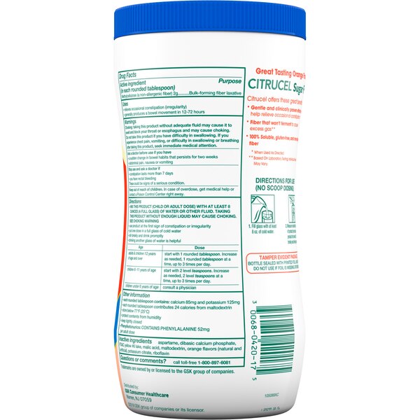 Citrucel Sugar Free Methylcellulose Fiber Therapy Powder