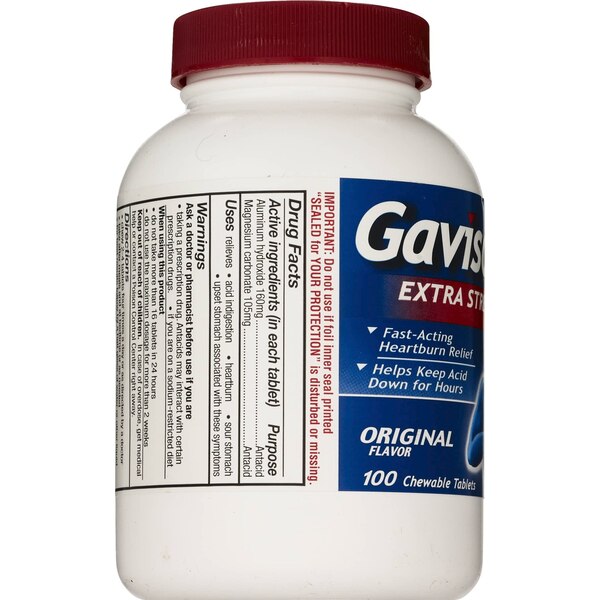 Gaviscon Extra Strength Antacid Chewable Tablets, 100 CT