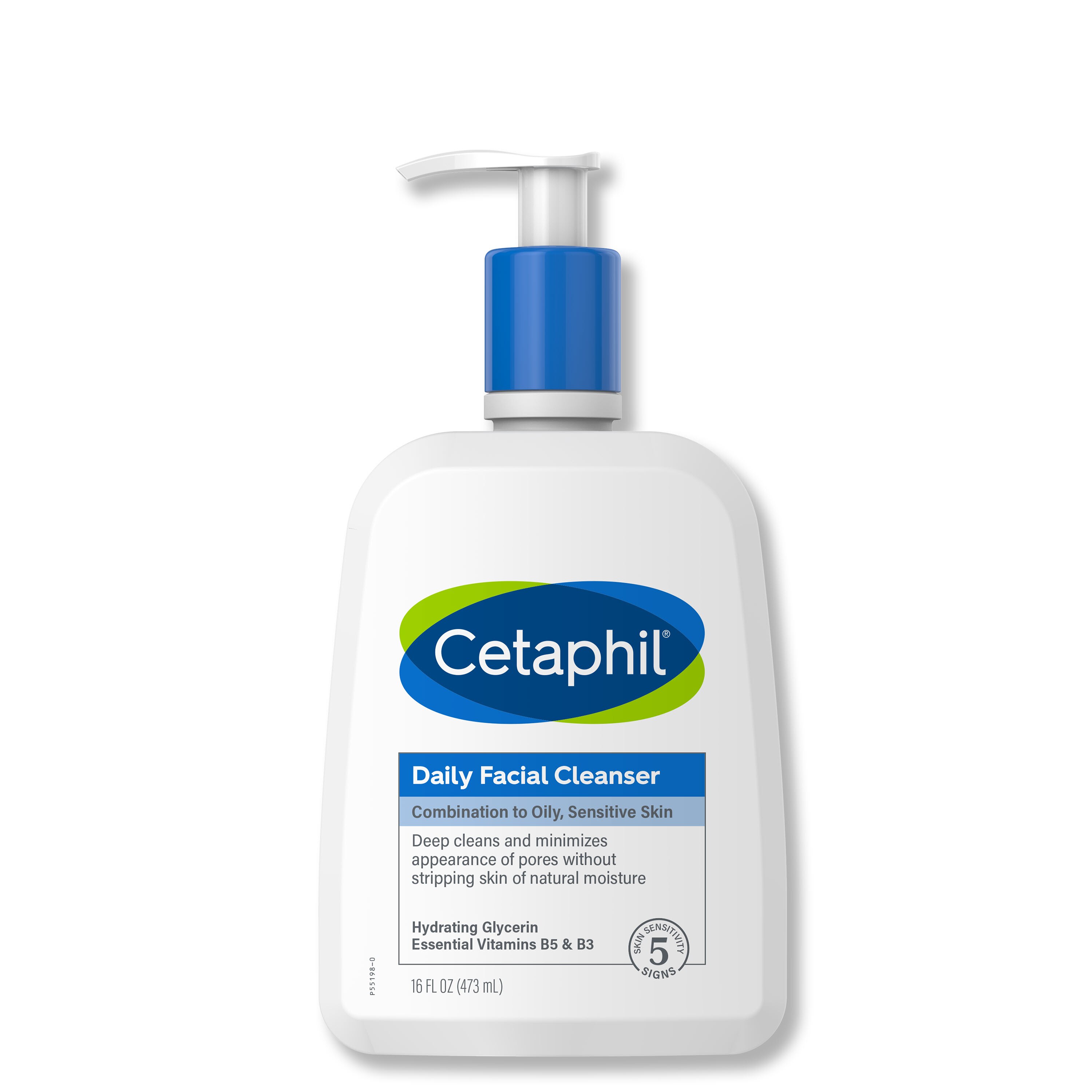 Cetaphil Daily Facial Cleanser for Sensitive, Combination to Oily Skin, 16 OZ