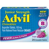 Children's Advil Junior Strength, 100 Mg Ibuprofen for Ages 2-11, Grape, 24 Chewable Tablets, thumbnail image 1 of 5