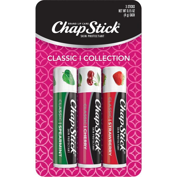 ChapStick Classic Spearmint, Cherry and Strawberry Lip Balm Variety Pack, 0.15 OZ, 3 CT