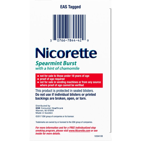 Nicorette Nicotine Stop Smoking Aid Coated Gum