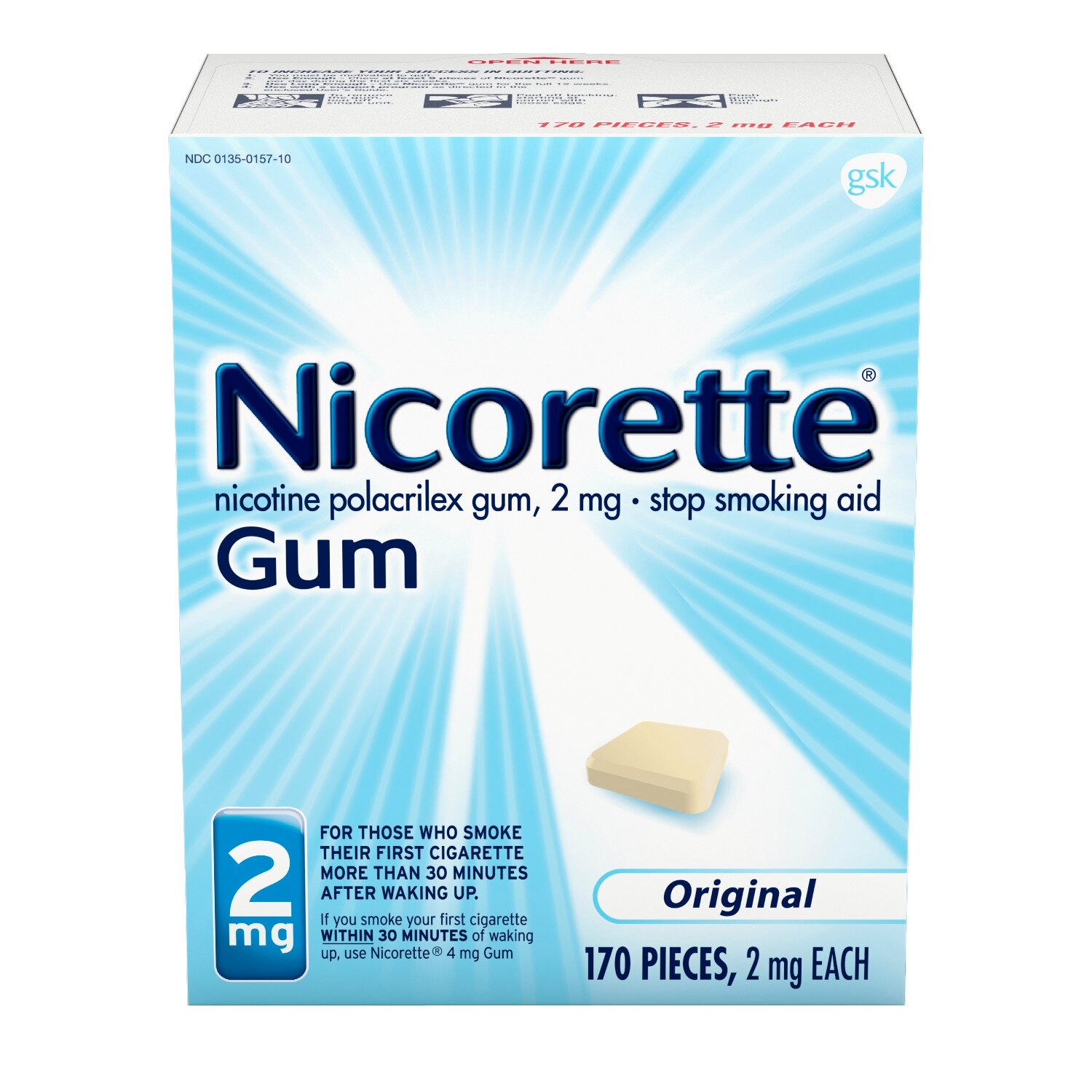 Nicorette Niotine 2mg Gum, 170 CT