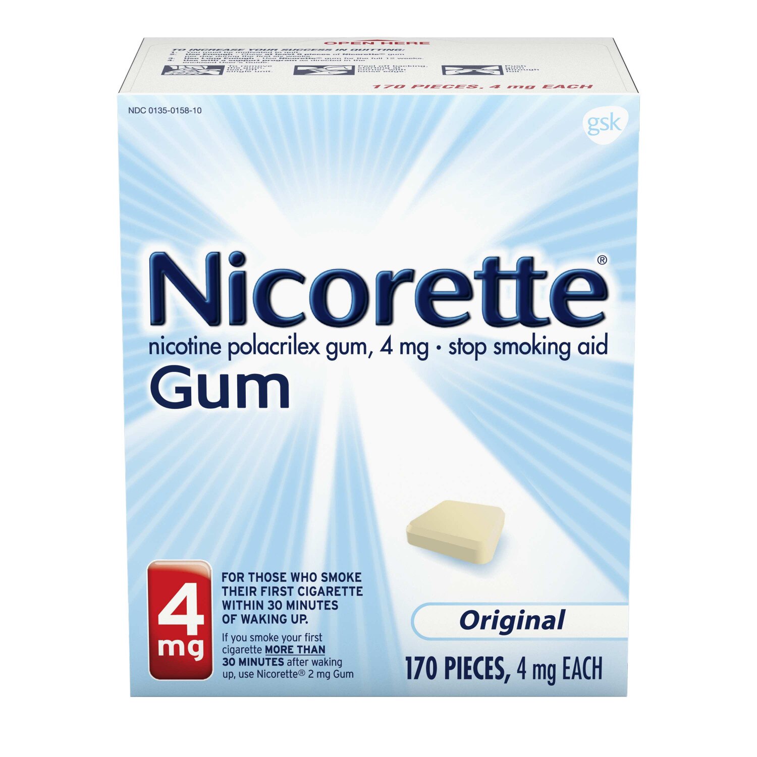 Nicorette Niotine 4mg Gum, 170 CT