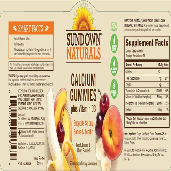 Sundown Naturals Calcium Plus Vitamin D3 Gummies, 50CT