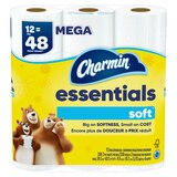 Charmin Essentials Soft Toilet Paper 12 Mega Rolls, 330 sheets per roll, thumbnail image 1 of 18