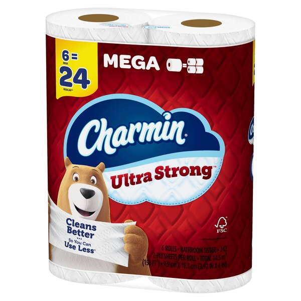 Charmin Ultra Strong Toilet Paper 6 Mega Rolls, 242 Sheets Per Roll