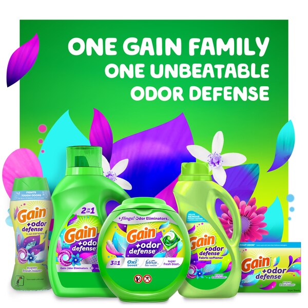 Gain + Odor Defense Liquid Fabric Softener, Super Fresh Blast Scent, 60 Loads, HE Compatible, 51 fl oz