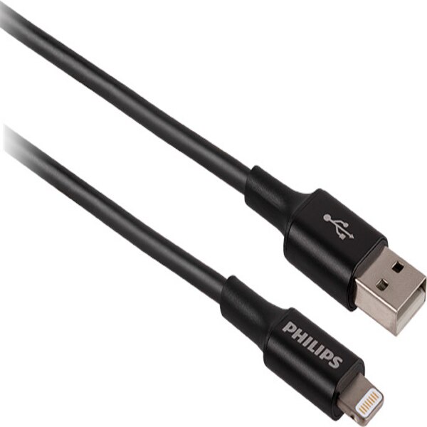 Philips USB to Lightning Cable, 4 ft, Basic, Black