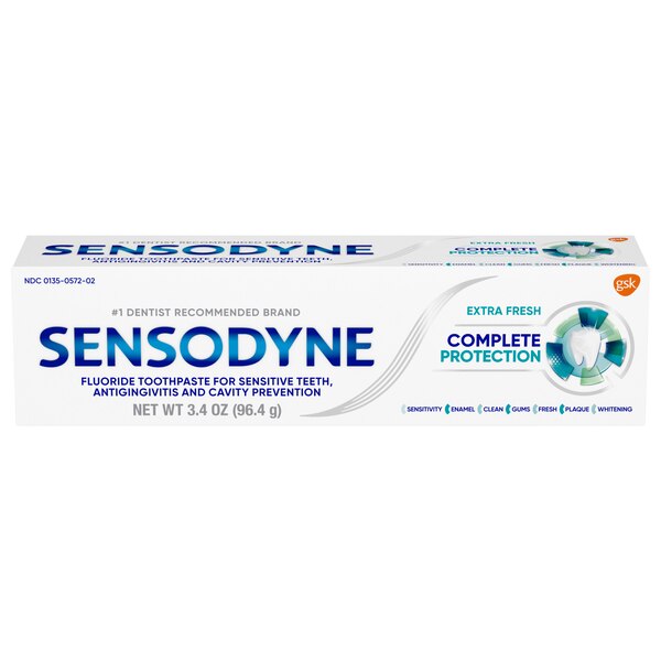 Sensodyne Complete Protection Fluoride Toothpaste for Sensitive Teeth, Antigingivitis, and Cavity Protection