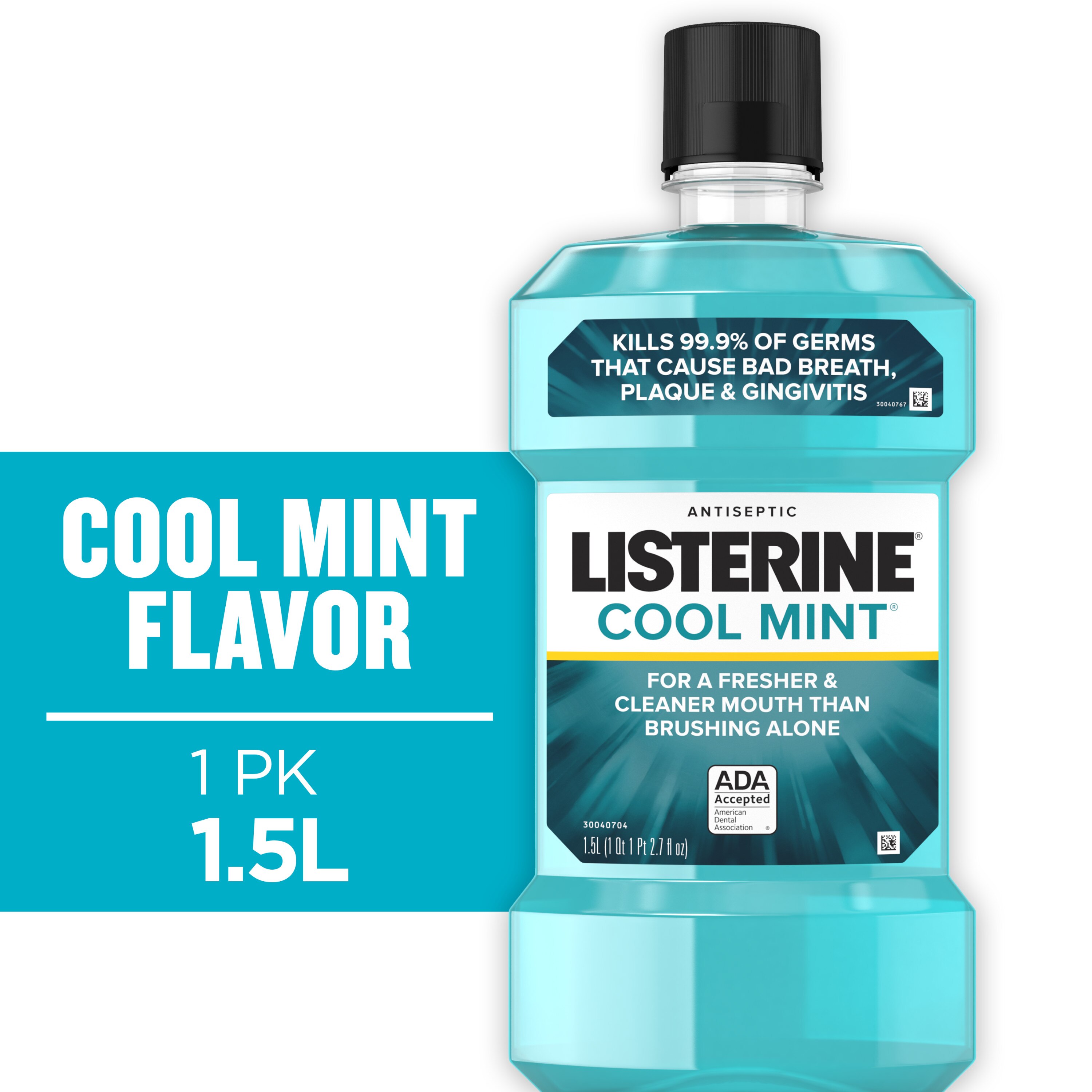 Listerine Antiseptic Mouthwash for Bad Breath, Plaque, and Gingivitis, Cool Mint