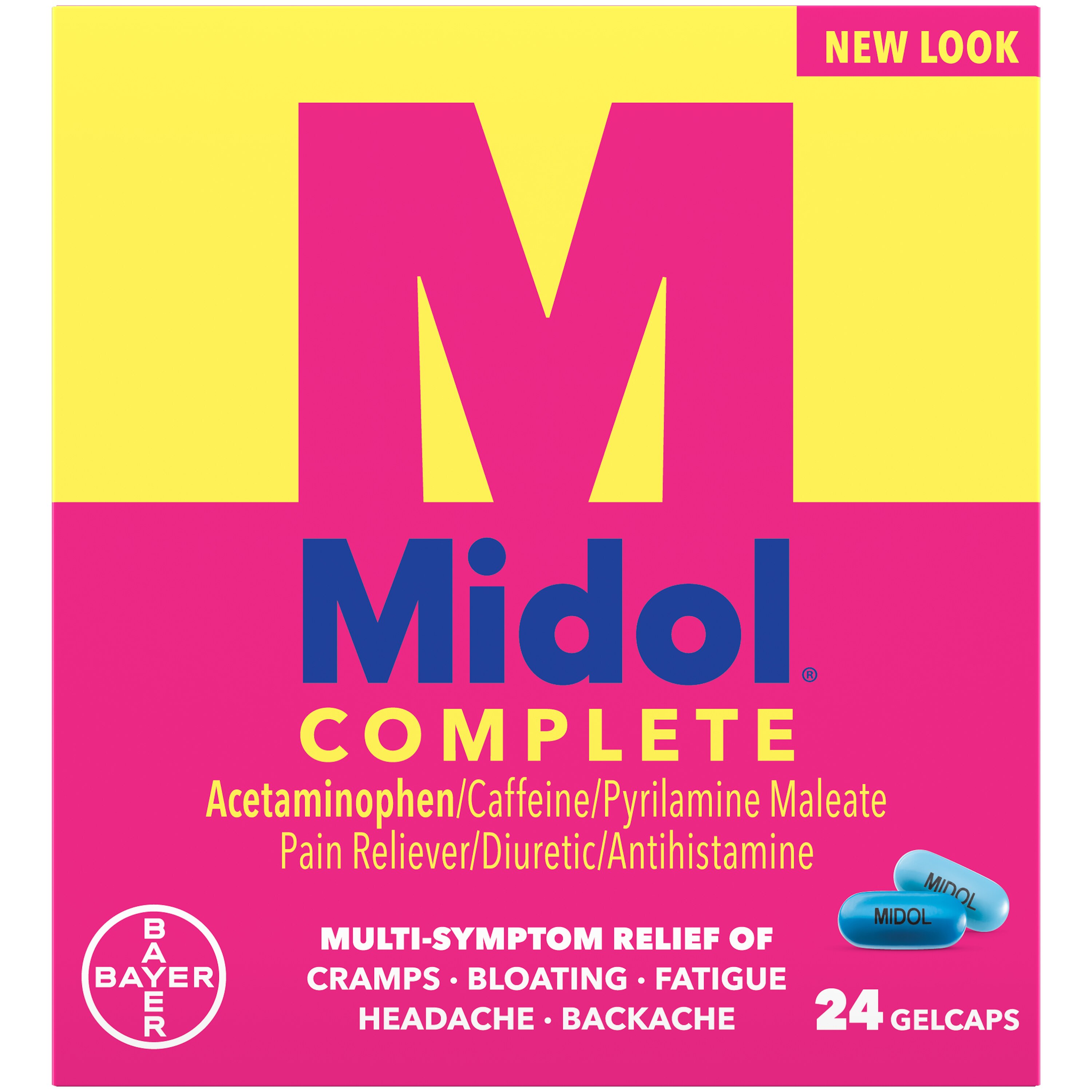 Midol Complete Menstrual Pain Relief Gelcaps with Acetaminophen for Menstrual Symptom Relief - 24 Count