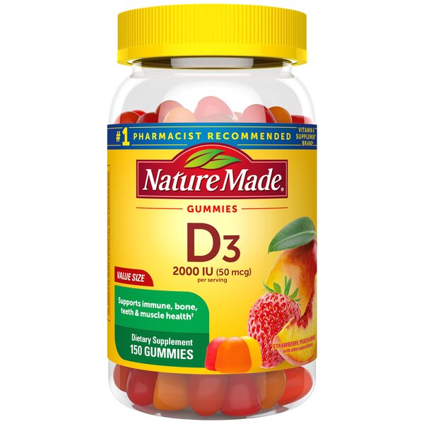 Nature Made Vitamin D3 2000 IU (50 mcg), for Bone Health and Immune Support Vitamin Gummies, 150 CT