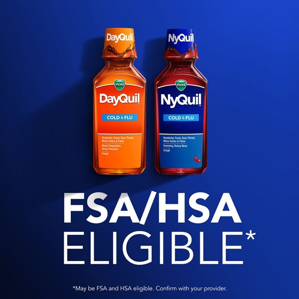 Vicks NyQuil and DayQuil SEVERE Cough, Cold & Flu Relief Liquid, 2x12 Fl OZ Combo, Relieves Sore Throat, Fever, and Congestion, Day or Night