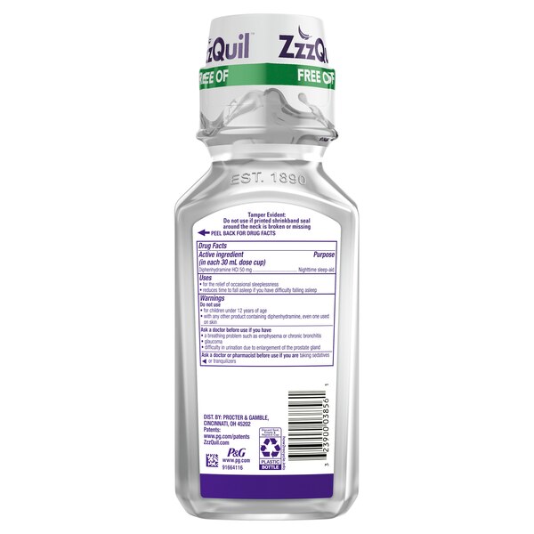 ZzzQuil Nighttime Sleep-Aid Alcohol Free Liquid, Soothing Berry, 12 FL OZ