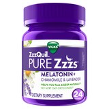 Vicks ZzzQuil PURE Zzzs Melatonin Gummies with Chamomile, Lavender, & Valerian Root, 1mg, thumbnail image 1 of 11