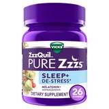 Vicks ZzzQuil Pure Zzzs Sleep + De-Stress Melatonin Gummies, 26 CT, thumbnail image 1 of 11
