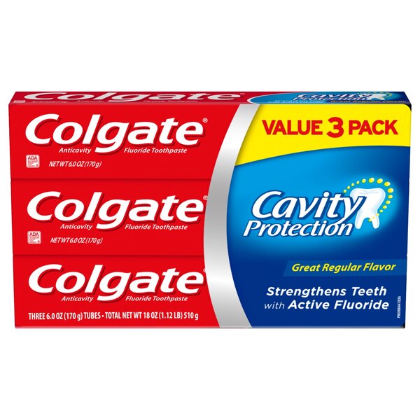 Colgate Cavity Protection Fluoride Toothpaste, Great Regular Flavor, 6 OZ, 3 Pack