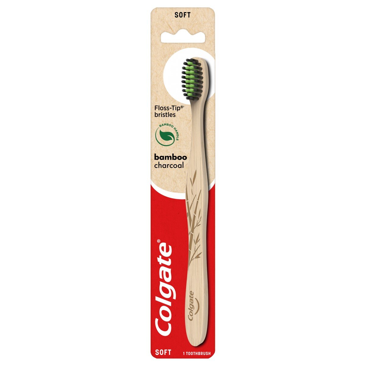 Colgate Bamboo Charcoal Toothbrush, Soft Bristle, 1 CT image.
