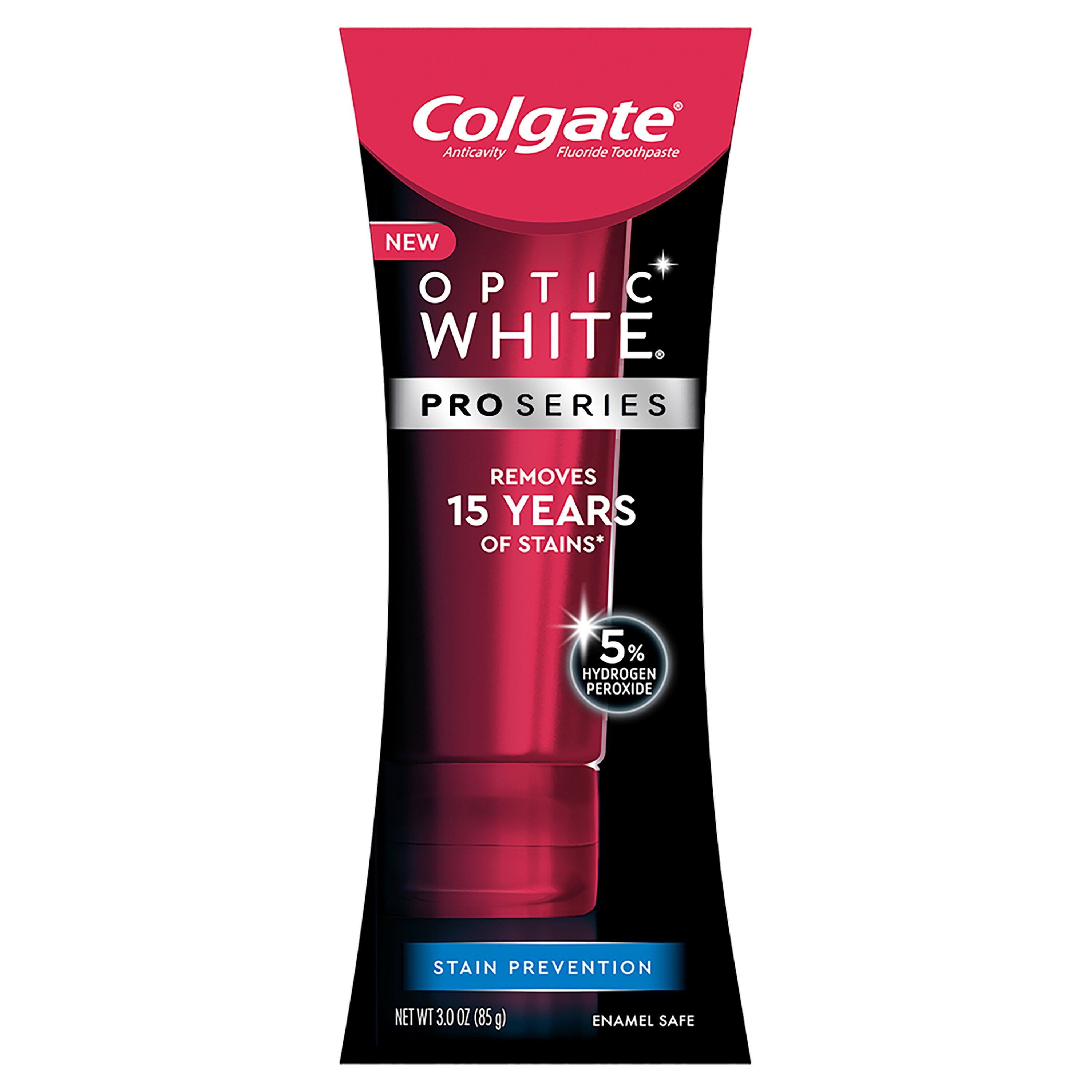 Colgate Optic White Pro Series Anticavity Whitening Toothpaste with Fluoride and 5% Hydrogen Peroxide, Stain Prevention, 3 OZ