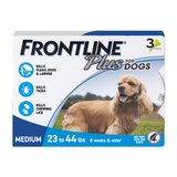 FRONTLINE Plus For Dogs Flea & Tick Medium Breed Dog Spot Treatment, 23 - 44 lbs, 3 ct, thumbnail image 1 of 3