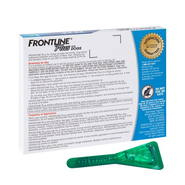 FRONTLINE Plus For Dogs Flea & Tick Medium Breed Dog Spot Treatment, 23 - 44 lbs, 3 ct