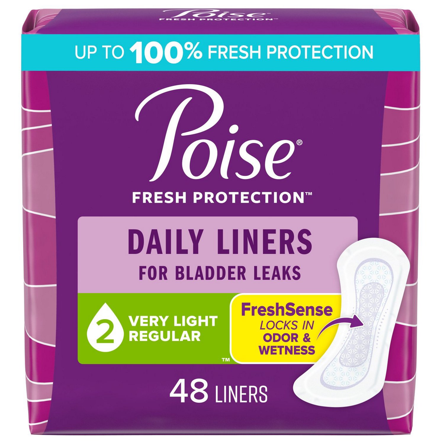 Poise Daily Incontinence Panty Liners Very Light Absorbency image.