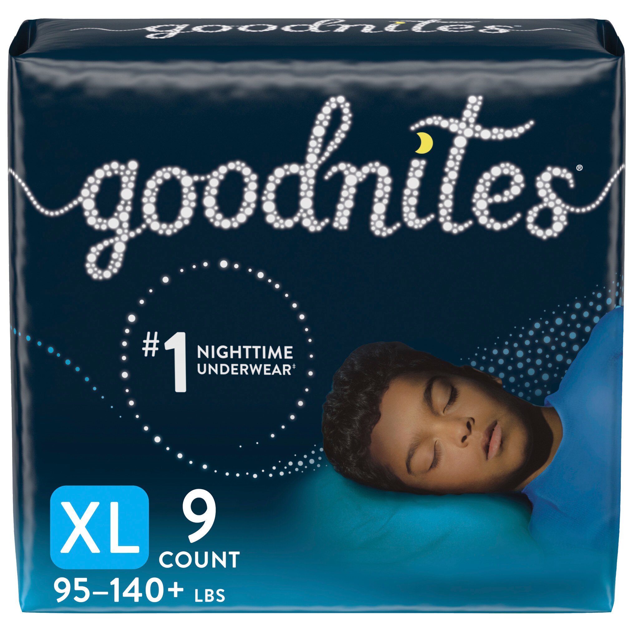 Goodnites Nighttime XL Underwear, 9 CT image.
