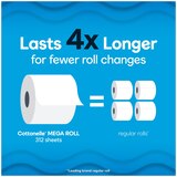 Cottonelle Ultra Clean Toilet Paper, Strong Toilet Tissue, 4 Mega Rolls (4 Mega Rolls = 16 Regular Rolls), 312 Sheets per Roll, thumbnail image 4 of 9